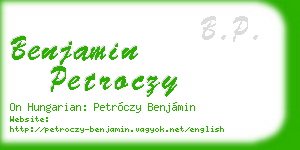 benjamin petroczy business card